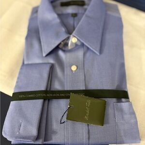 DEAD STOCK  MARSHALL Field Pinpoint Oxford French Cuff Dress Shirt SIZE 17.5